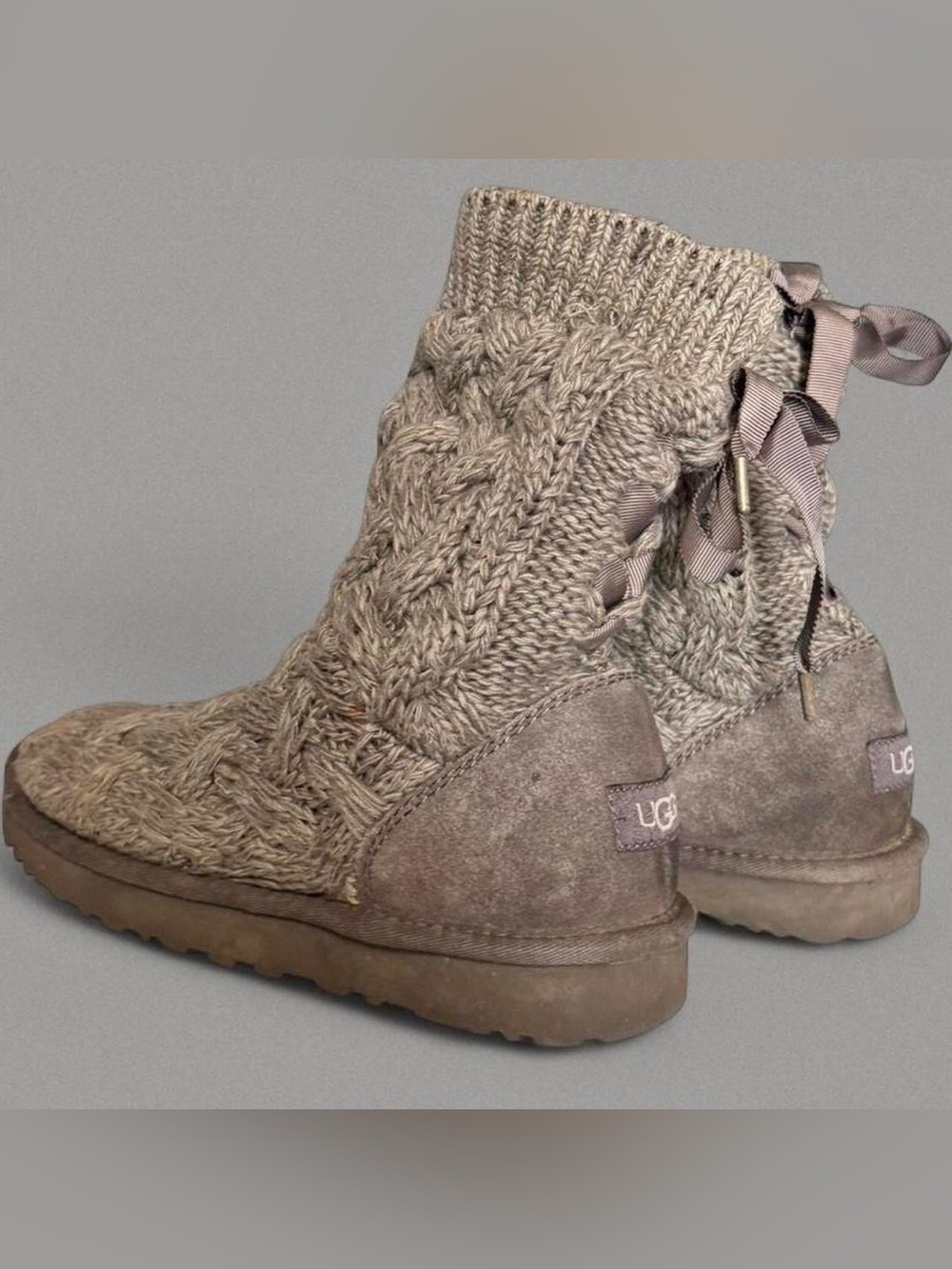 UGG Y2K Cable Knit Bow-Detail Boots